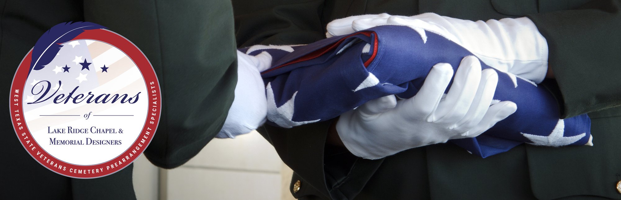 Flag folding with Lake Ridge Chapel Veterans Logo