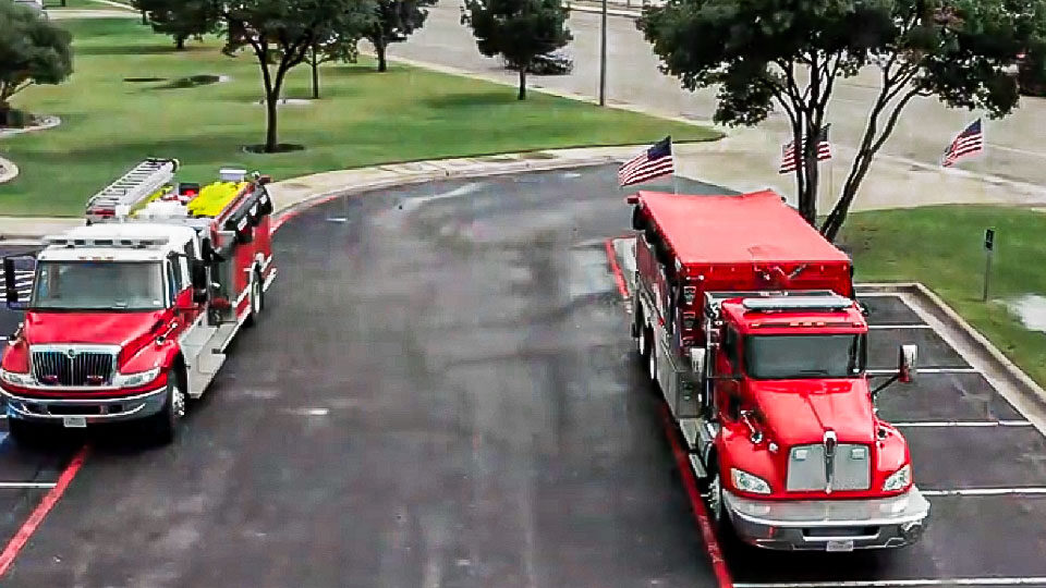 Lake Ridge Chapel procession with firetrucks