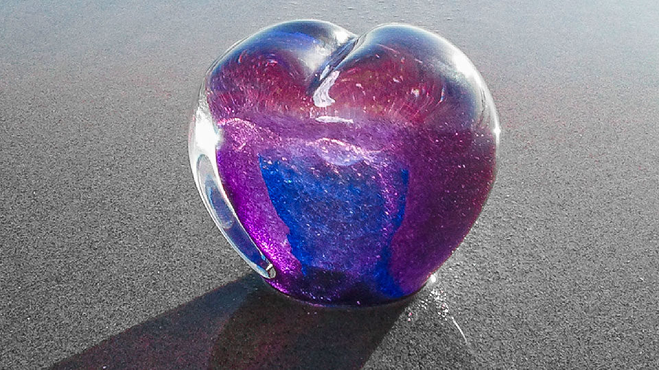 Memory Glass Heart at the beach image - available at Lake Ridge Chapel